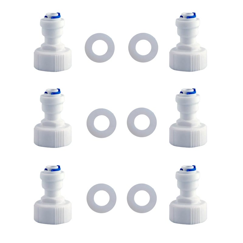 ESHIONG Hose Bib Quick Connect Adapter for Reverse Osmosis water filter,NSF Certified 3/4" Female Thread to 1/4" OD Push to Connect Plastic ro Fittings .ï¼ˆPack 6ï¼‰ - Image 1